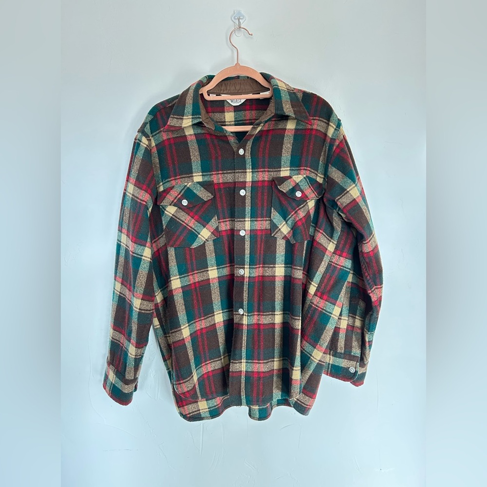 Wool Plaid Button-Up Shirt